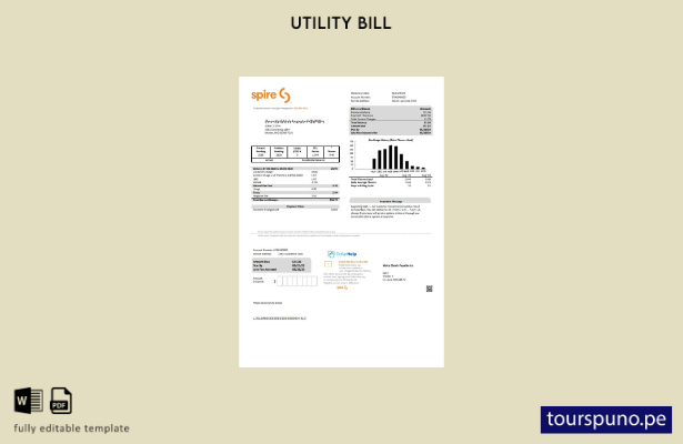 lista para imprimir plantilla de factura de servicios públicos de gas Spire de E